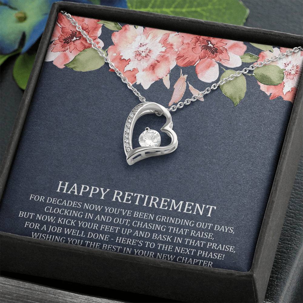 Retirement Gifts, Job Well Done, Happy Retirement Forever Love Heart Necklace For Women, Retirement Party Favor From Friends Coworkers