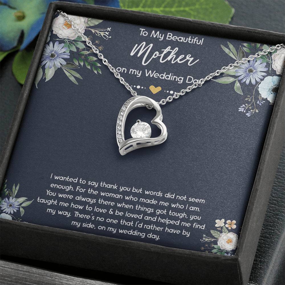To My Mom of the Bride Gifts, I Wanted To Say Thank You, Forever Love Heart Necklace For Women, Wedding Day Thank You Ideas From Bride