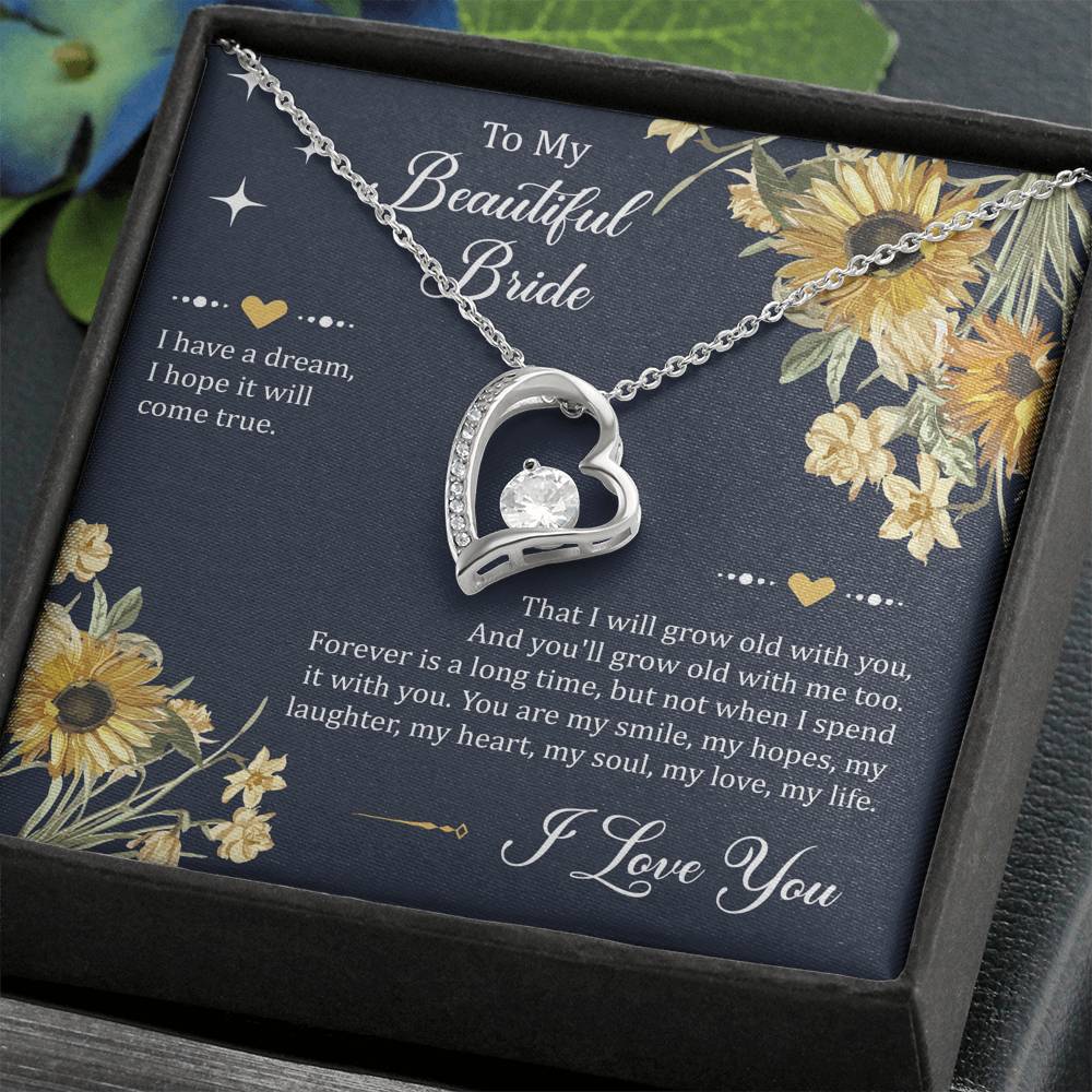 To My Bride Gifts, I Have A Dream, Forever Love Heart Necklace For Women, Wedding Day Thank You Ideas From Groom