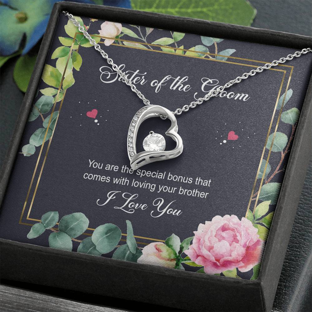 Sister of the Groom Gifts, You Are The Special Bonus, Forever Love Heart Necklace For Women, Wedding Day Thank You Ideas From Bride