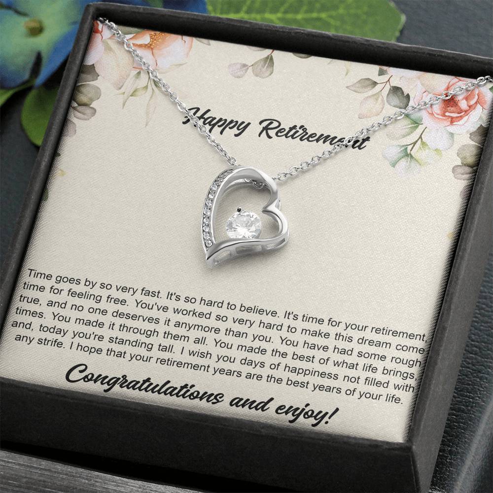 Retirement Gifts, Congratulations, Happy Retirement Forever Love Heart Necklace For Women, Retirement Party Favor From Friends Coworkers