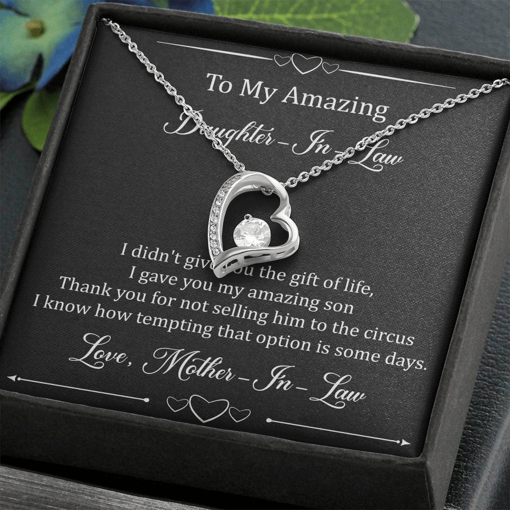 To My Daughter in Law Gifts, I Didn't Give You The Gift of Life, Forever Love Heart Necklace For Women, Birthday Present Idea From Mother-in-law