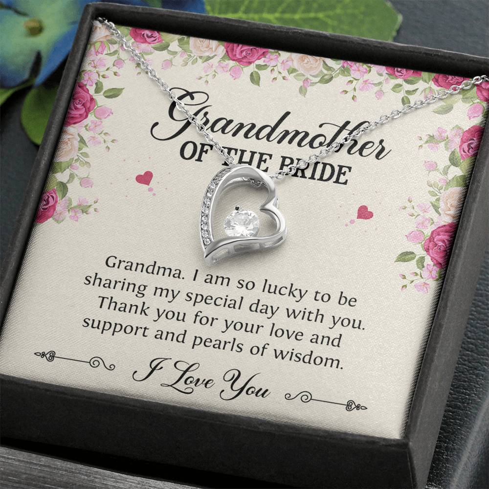 Grandmother of the Bride Gifts, I Am So Lucky, Forever Love Heart Necklace For Women, Wedding Day Thank You Ideas From Bride