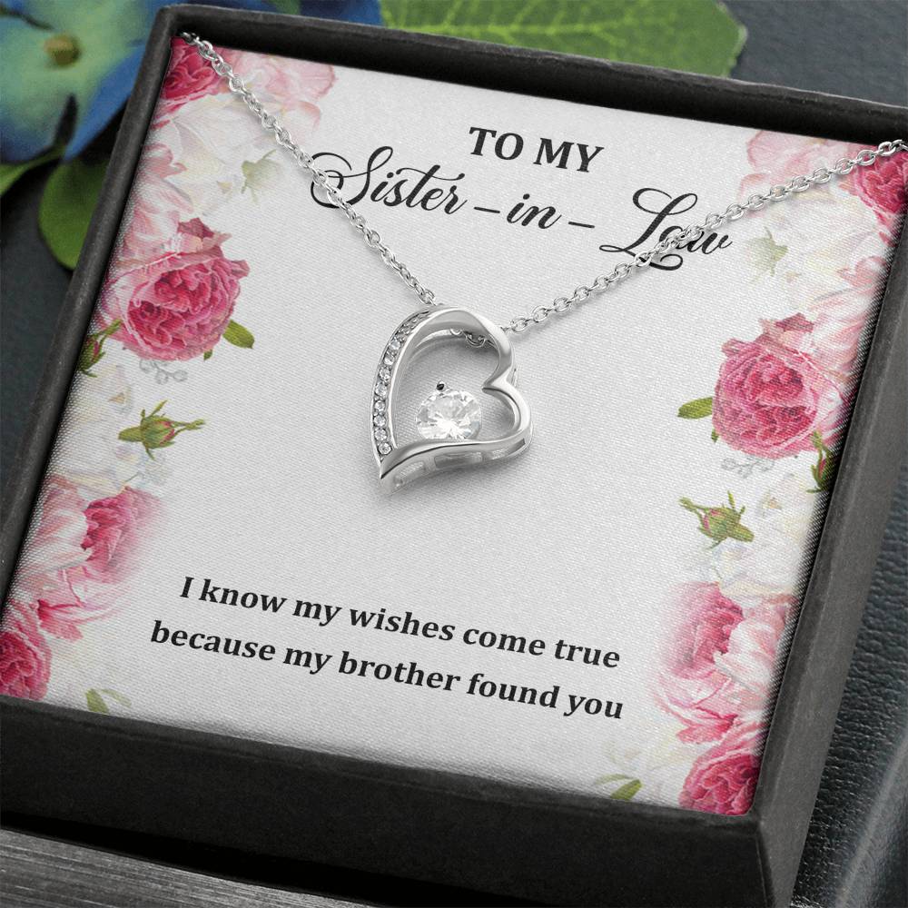 To My Sister-in-law Gifts, My Wishes Come True, Forever Love Heart Necklace For Women, Birthday Present Idea From Sister