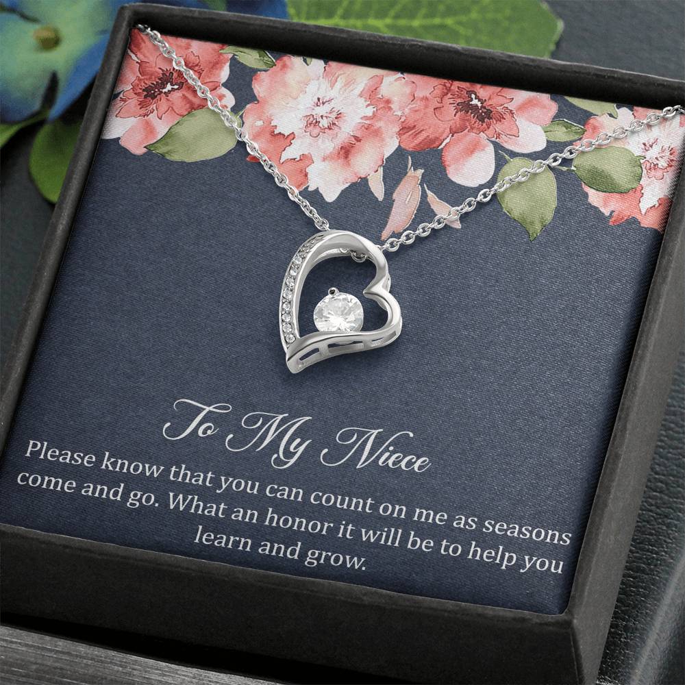 To My Niece Gifts, You Can Count On Me, Forever Love Heart Necklace For Women, Niece Birthday Present From Aunt Uncle