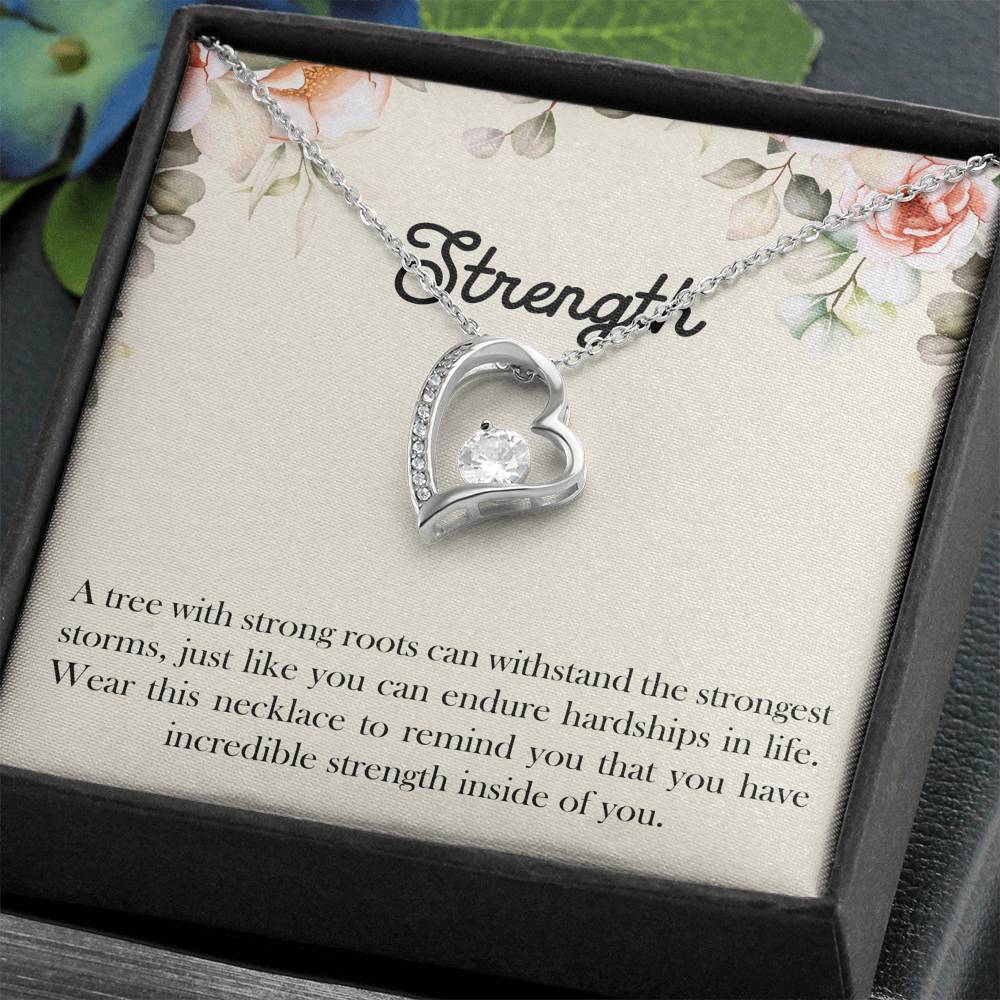 Encouragement Gifts, Strength, Motivational Forever Love Heart Necklace For Women, Sympathy Inspiration Friendship Present
