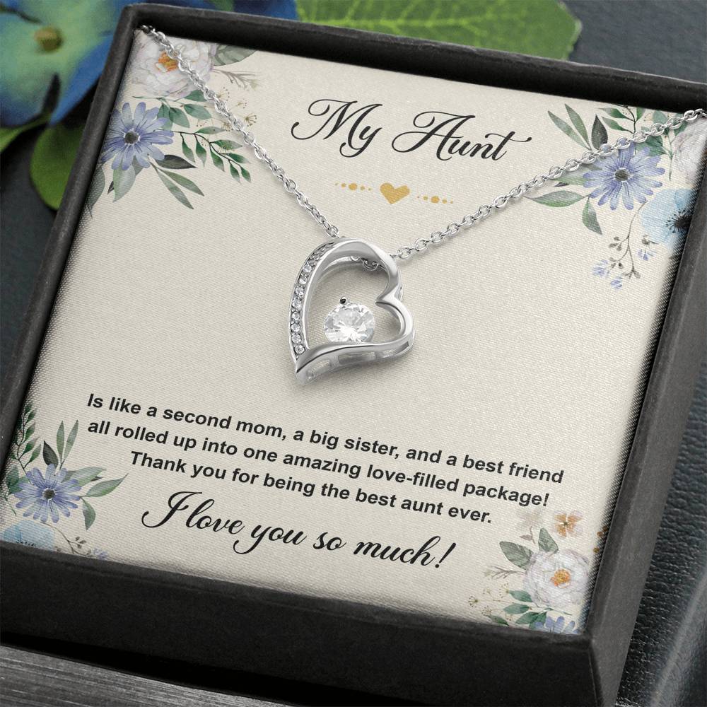 To My Aunt Gifts, Second Mom, Forever Love Heart Necklace For Women, Aunt Birthday Present From Niece Nephew