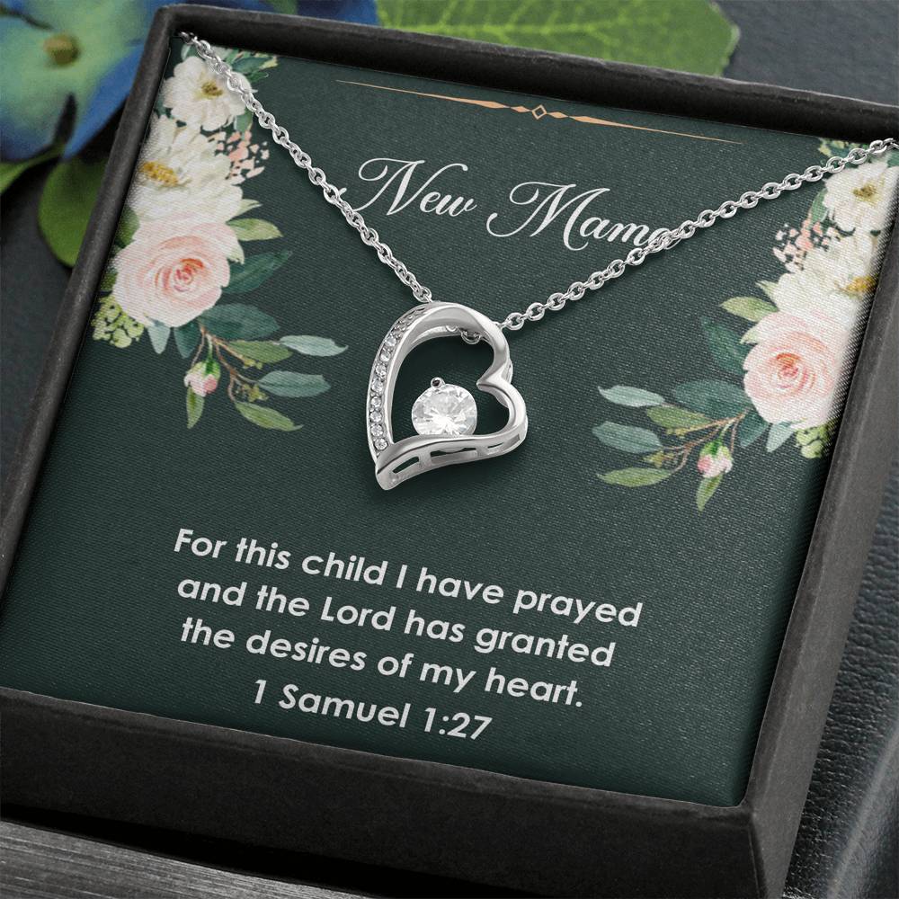 Gift for Expecting Mom, 1 Samuel 1 27, Mom to Be Forever Love Heart Necklace For Women, Pregnancy Gift For New Mother