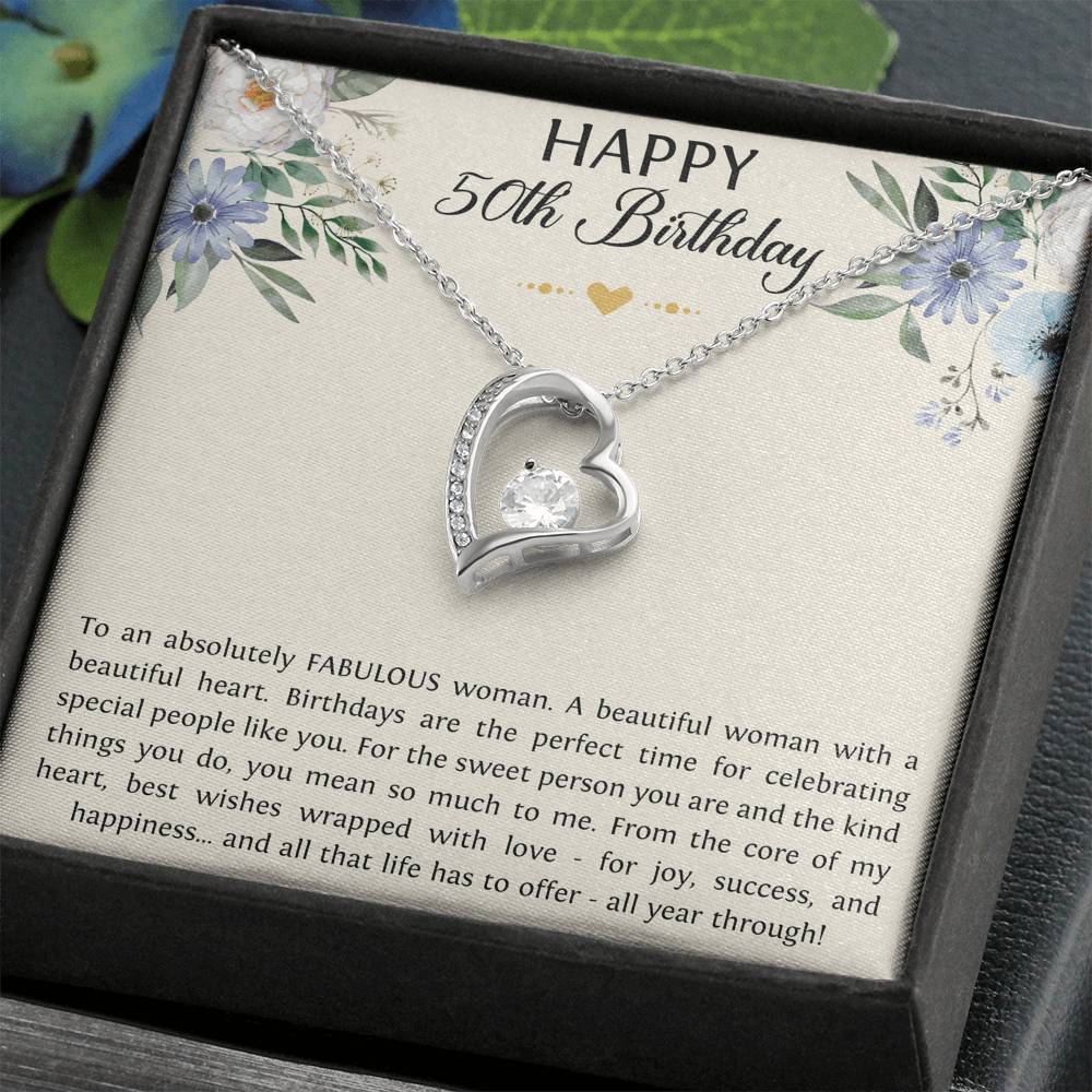Fabulous Woman Heart Necklace - Forever Love Design | 50th Birthday Gift