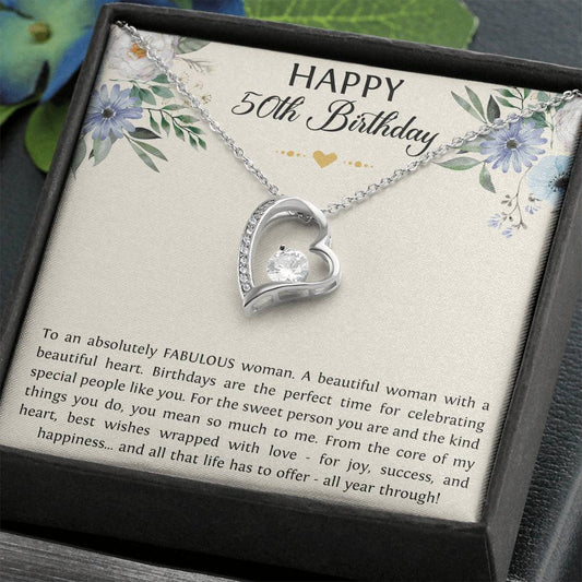 Fabulous Woman Heart Necklace - Forever Love Design | 50th Birthday Gift
