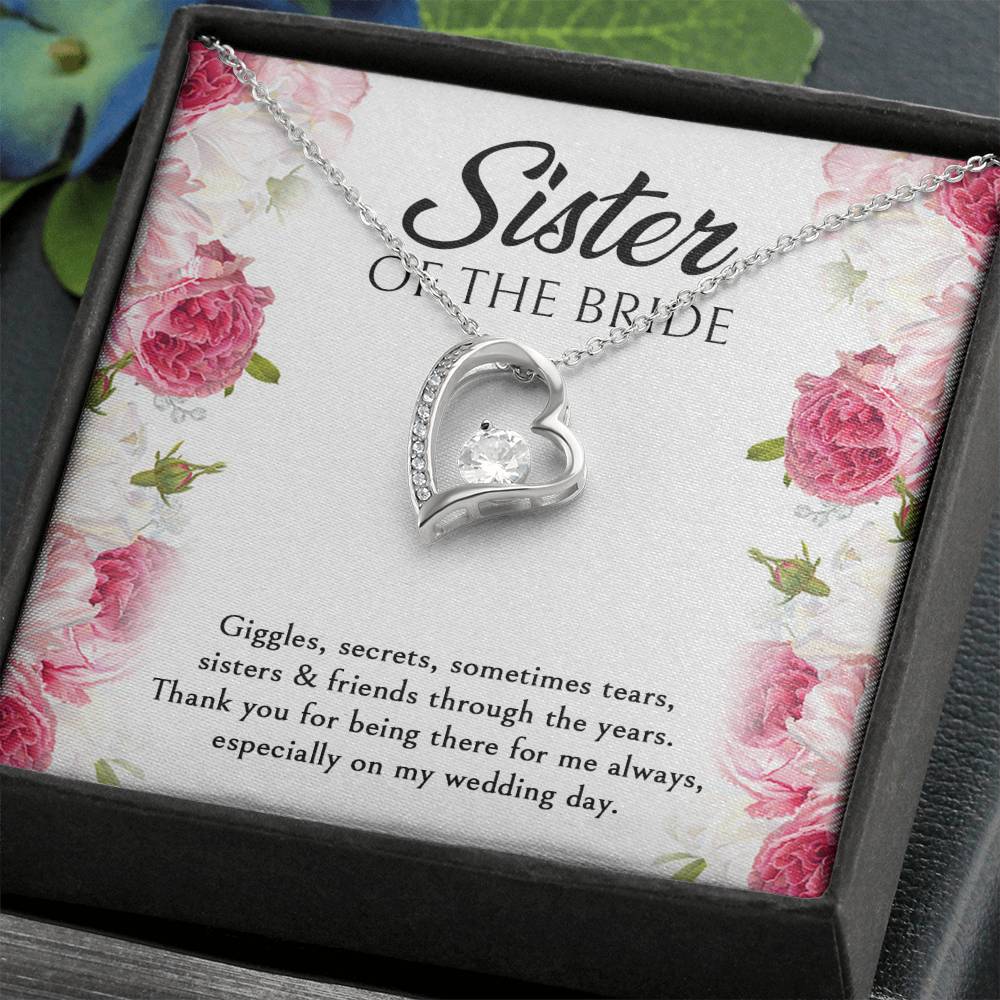 Sister of the Bride Gifts, Thanks For Being There, Forever Love Heart Necklace For Women, Wedding Day Thank You Ideas From Bride
