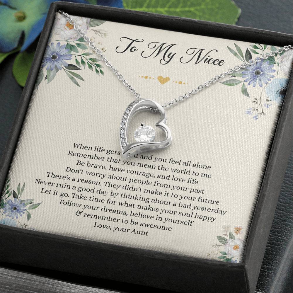 To My Niece Gifts, When Life Gets Hard And You Feel All Alone, Forever Love Heart Necklace For Women, Niece Birthday Present From Aunt
