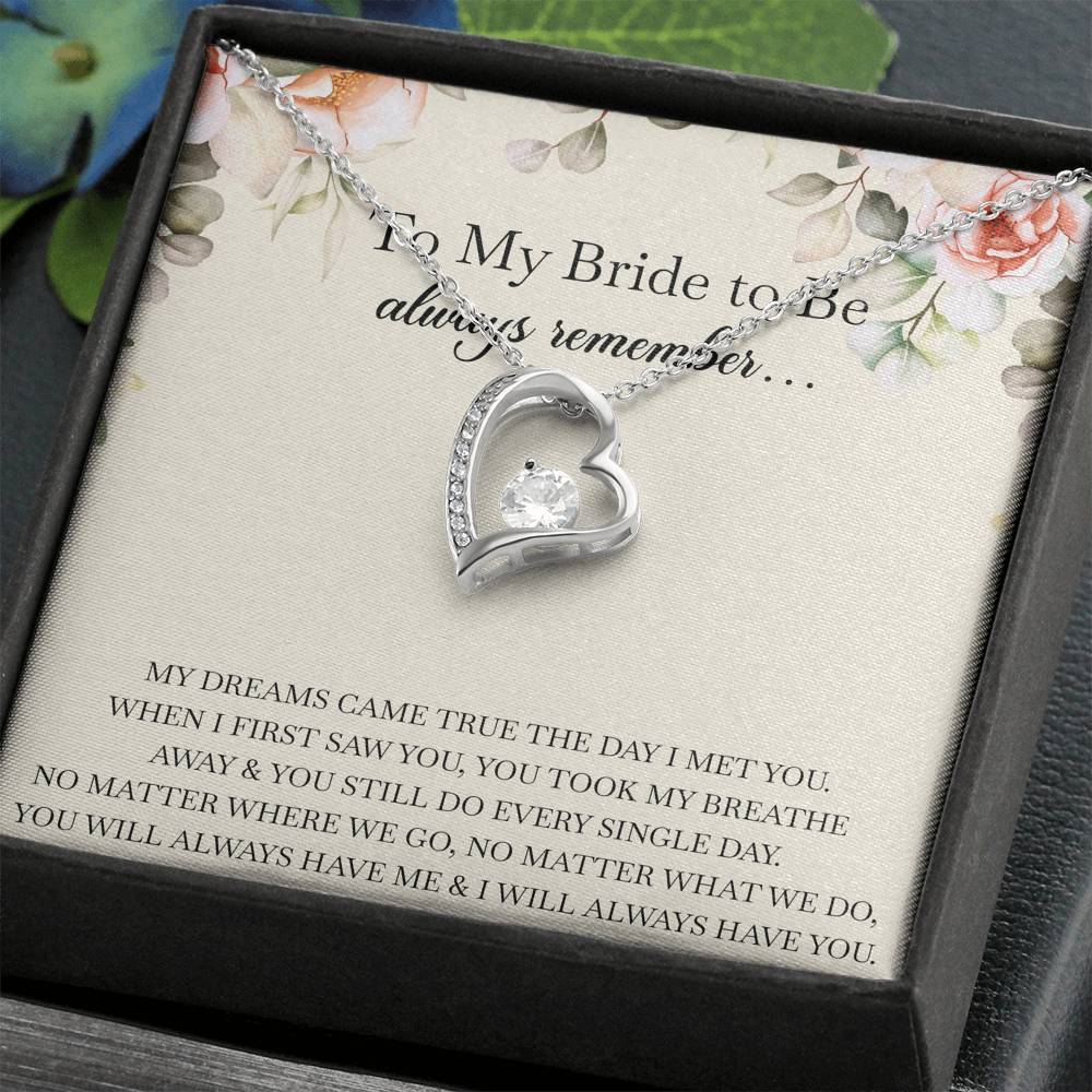 To My Bride Gifts, Always Remember, Forever Love Heart Necklace For Women, Wedding Day Thank You Ideas From Groom