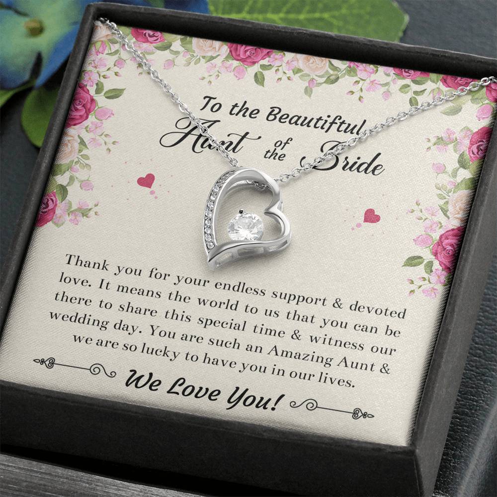 Aunt of the Bride Gifts, Thank You For Your Support, Forever Love Heart Necklace For Women, Wedding Day Thank You Ideas From Bride