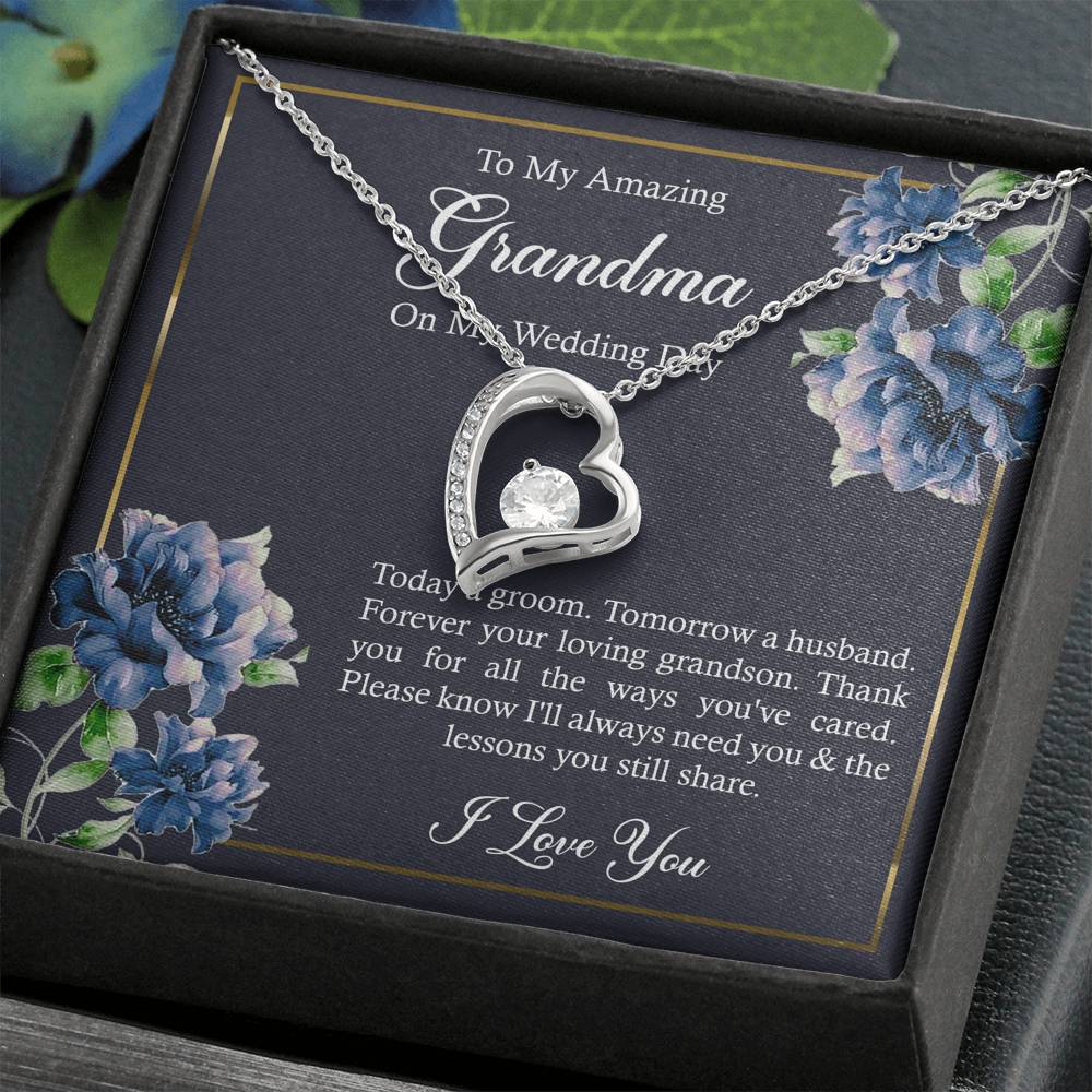 Grandmother of the Groom Gifts, Forever Your Grandson, Forever Love Heart Necklace For Women, Wedding Day Thank You Ideas From Groom