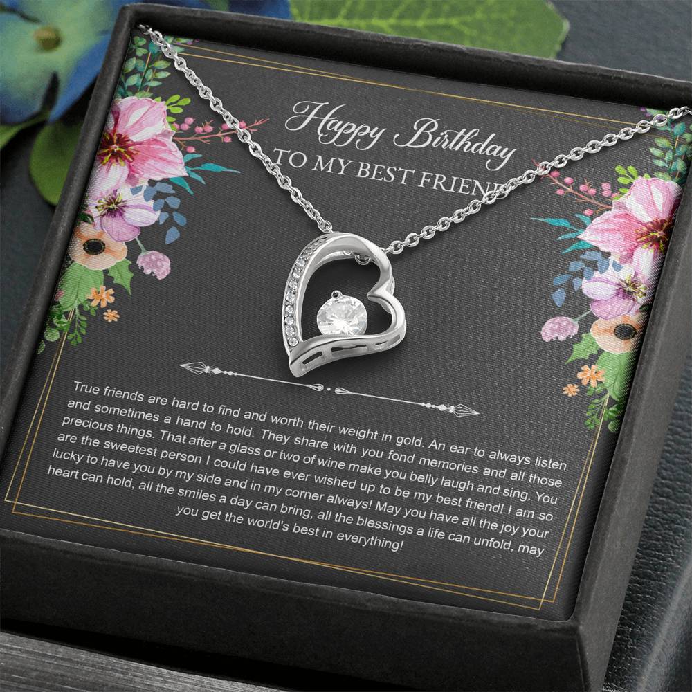 Birthday Gifts For Women, Lucky To Have You, Forever Love Heart Necklace, Happy Birthday Message Card Jewelry For Best Friend