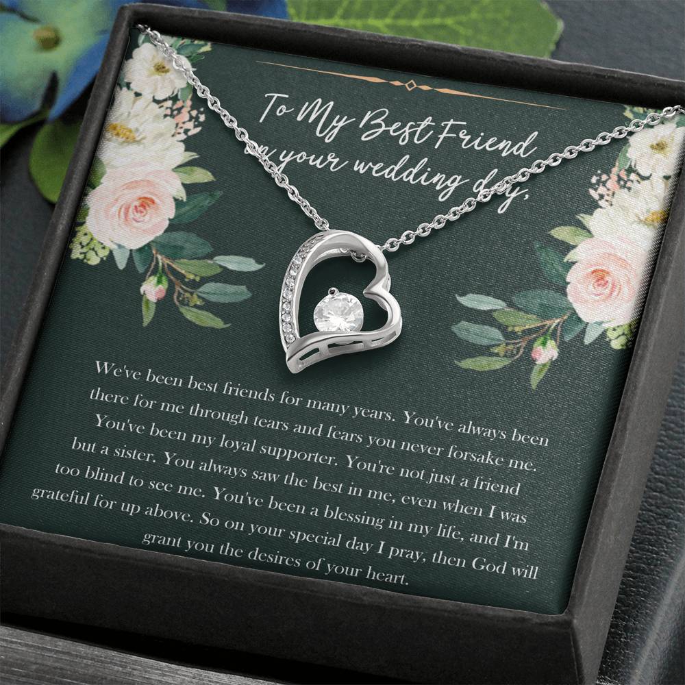 Bride Gifts, Not Just A Friend But A Sister, Forever Love Heart Necklace For Women, Wedding Day Thank You Ideas From Best Friend