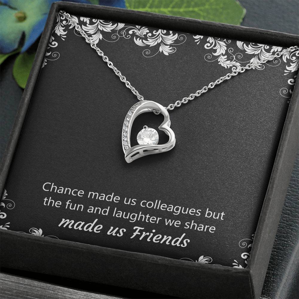 Retirement Gifts, Chance Made Us Colleagues, Happy Retirement Forever Love Heart Necklace For Women, Retirement Party Favor From Coworkers