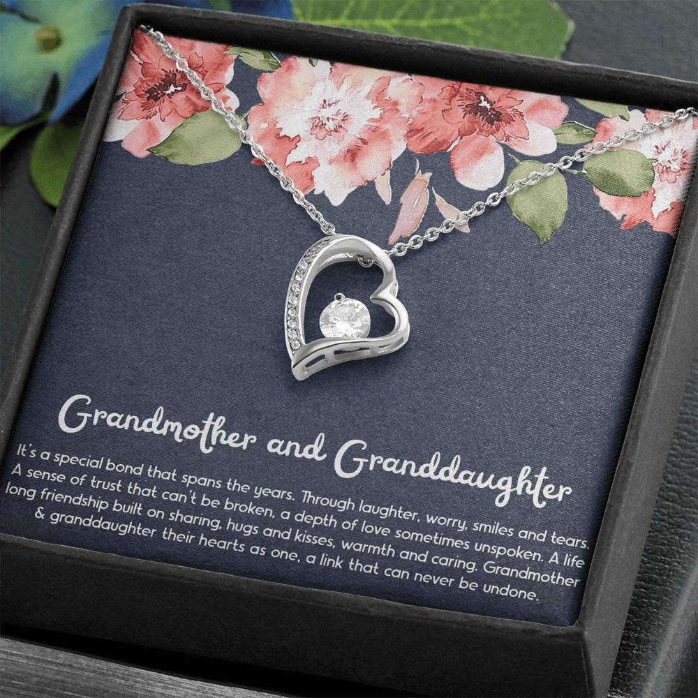 To My Granddaughter Gifts, Special Bond, Forever Love Heart Necklace For Women, Birthday Present Idea From Grandma
