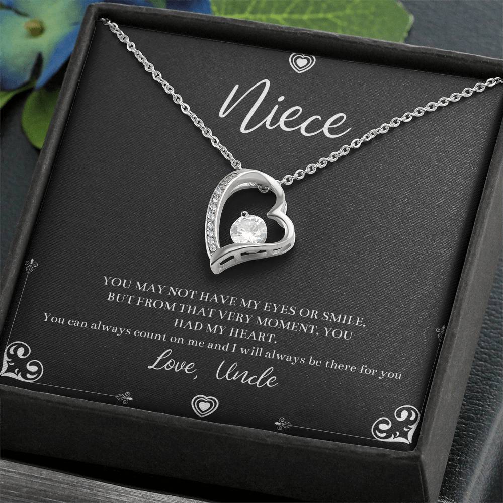 To My Niece  Gifts, You Can Always Count On Me, Forever Love Heart Necklace For Women, Birthday Present Idea From Uncle