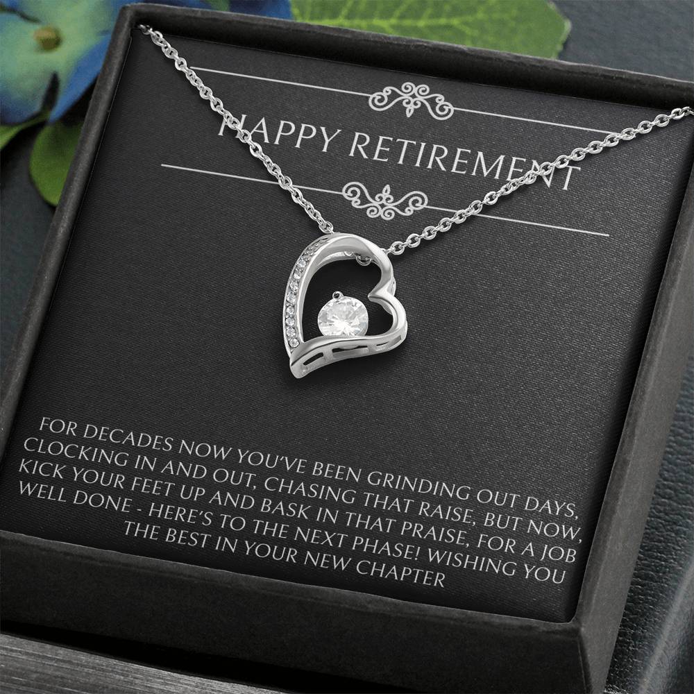 Retirement Gifts, Job Well Done, Happy Retirement Forever Love Heart Necklace For Women, Retirement Party Favor From Friends Coworkers
