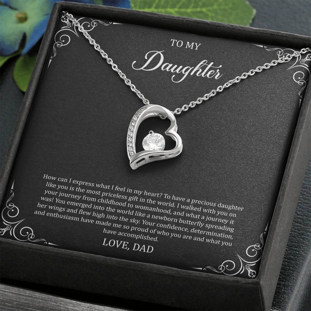 To My Daughter  Gifts, Most Priceless Gift, Forever Love Heart Necklace For Women, Birthday Present Idea From Dad