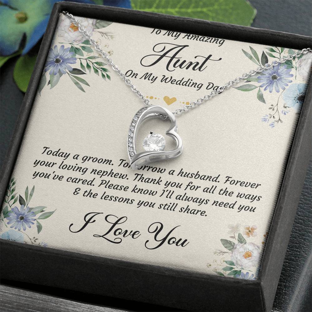 Aunt of the Groom Gifts, Forever Your Nephew, Forever Love Heart Necklace For Women, Wedding Day Thank You Ideas From Groom