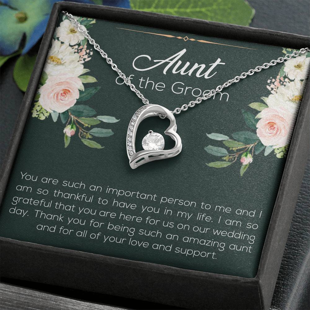 Aunt of the Groom Gifts, You're an Important Person To Me, Forever Love Heart Necklace For Women, Wedding Day Thank You Ideas From Groom