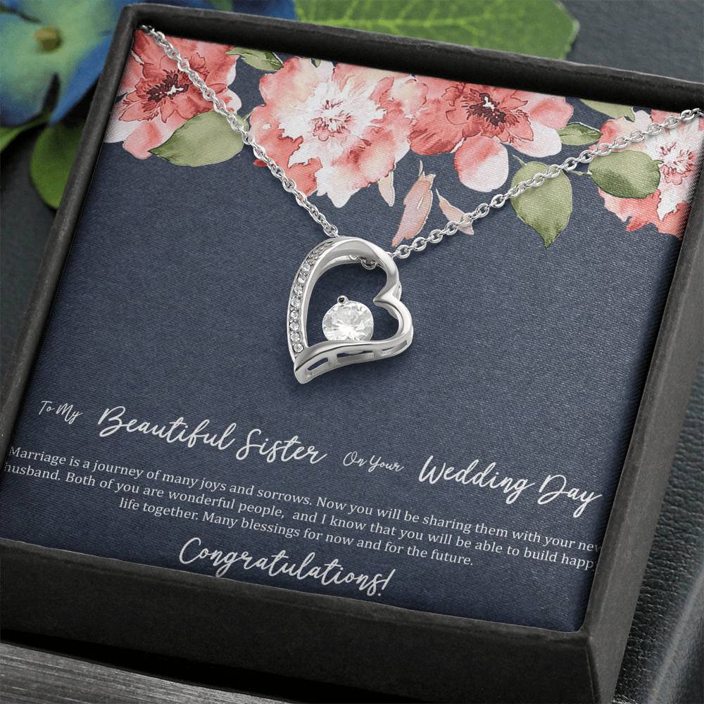 Bride Gifts, Marriage Is A Journey, Forever Love Heart Necklace For Women, Wedding Day Thank You Ideas From Sister