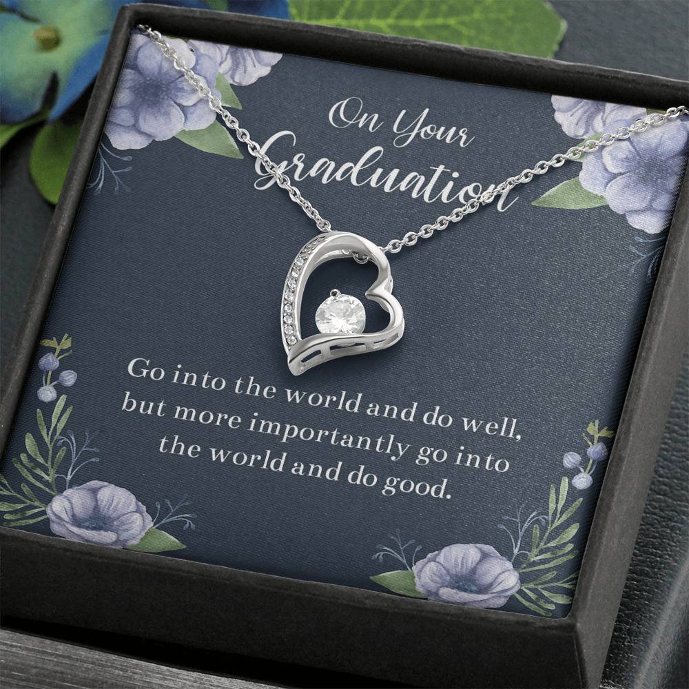 Graduation Gifts, Go Into The World, Forever Love Heart Necklace For Women, College Preschool High School Graduation Present