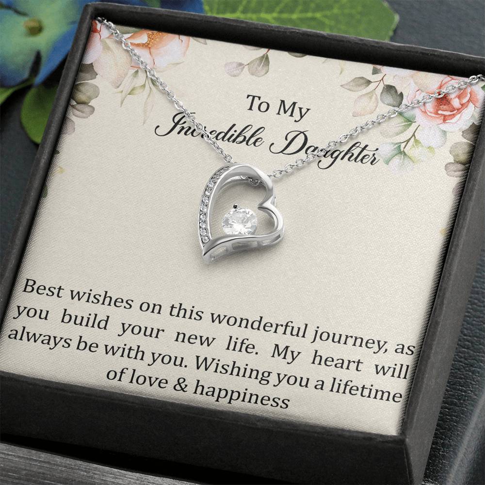 To My Bride Gifts, Best Wishes, Forever Love Heart Necklace For Women, Wedding Day Thank You Ideas From Mom