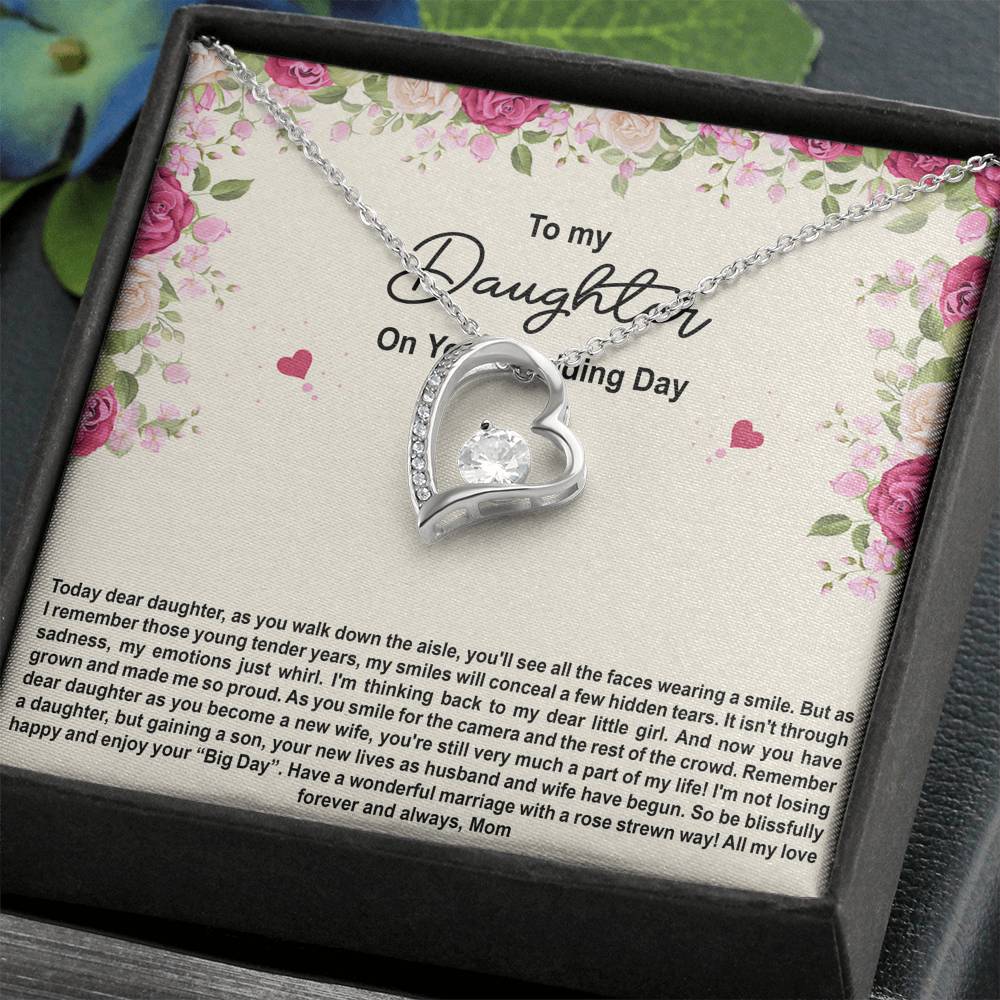 To My Bride Gifts, Enjoy Your Big Day, Forever Love Heart Necklace For Women, Wedding Day Thank You Ideas From Mom