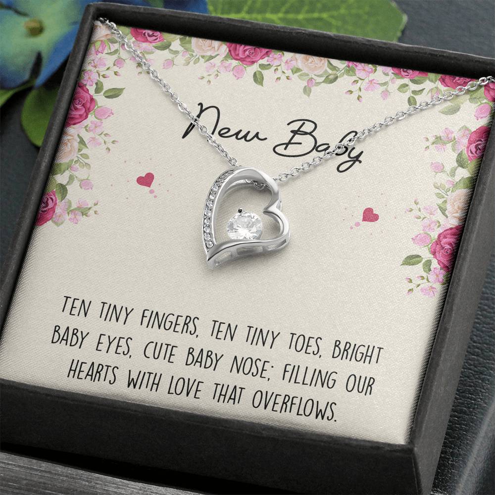 Gift for Expecting Mom, Ten Tiny Fingers, Mom to Be Forever Love Heart Necklace For Women, Pregnancy Gift For New Mother