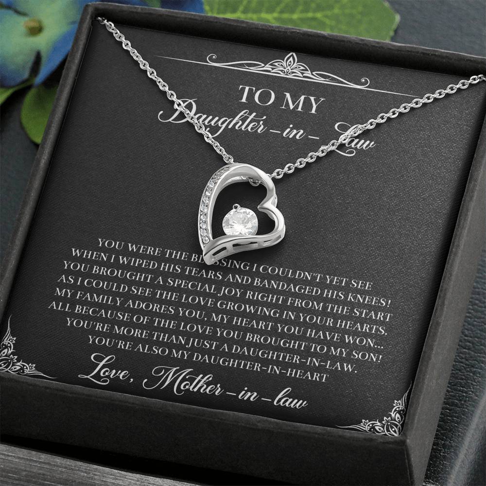 To My Daughter-in-law Gifts, The Blessing I Couldn't See, Forever Love Heart Necklace For Women, Birthday Present Idea From Mother-in-law
