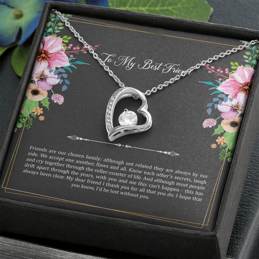 To My Best Friend Gifts, Friends Are Our Chosen Family, Forever Love Heart Necklace For Women, Birthday Present Idea From Bestie