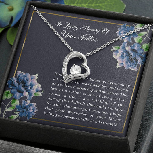 Loss of Father Gifts, In Loving Memory, Sympathy Forever Love Heart Necklace For Loss of Father, Memorial Sorry For Your Loss Present