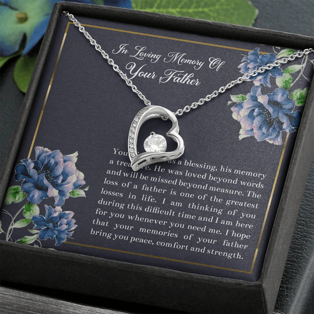 Loss of Father Gifts, In Loving Memory, Sympathy Forever Love Heart Necklace For Loss of Father, Memorial Sorry For Your Loss Present