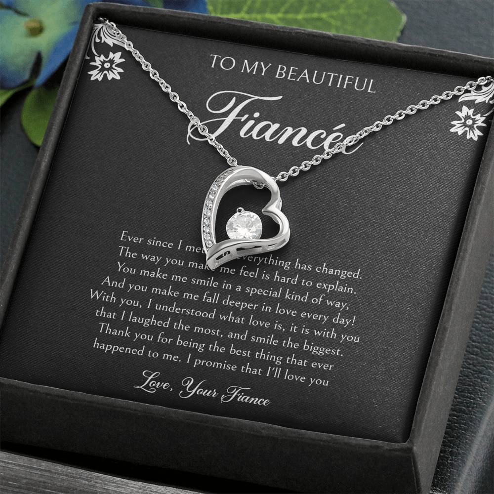 To My Fiancée, I'll Love You Forever, Forever Love Heart Necklace For Women, Anniversary Birthday Valentines Day Gifts From Fiancé
