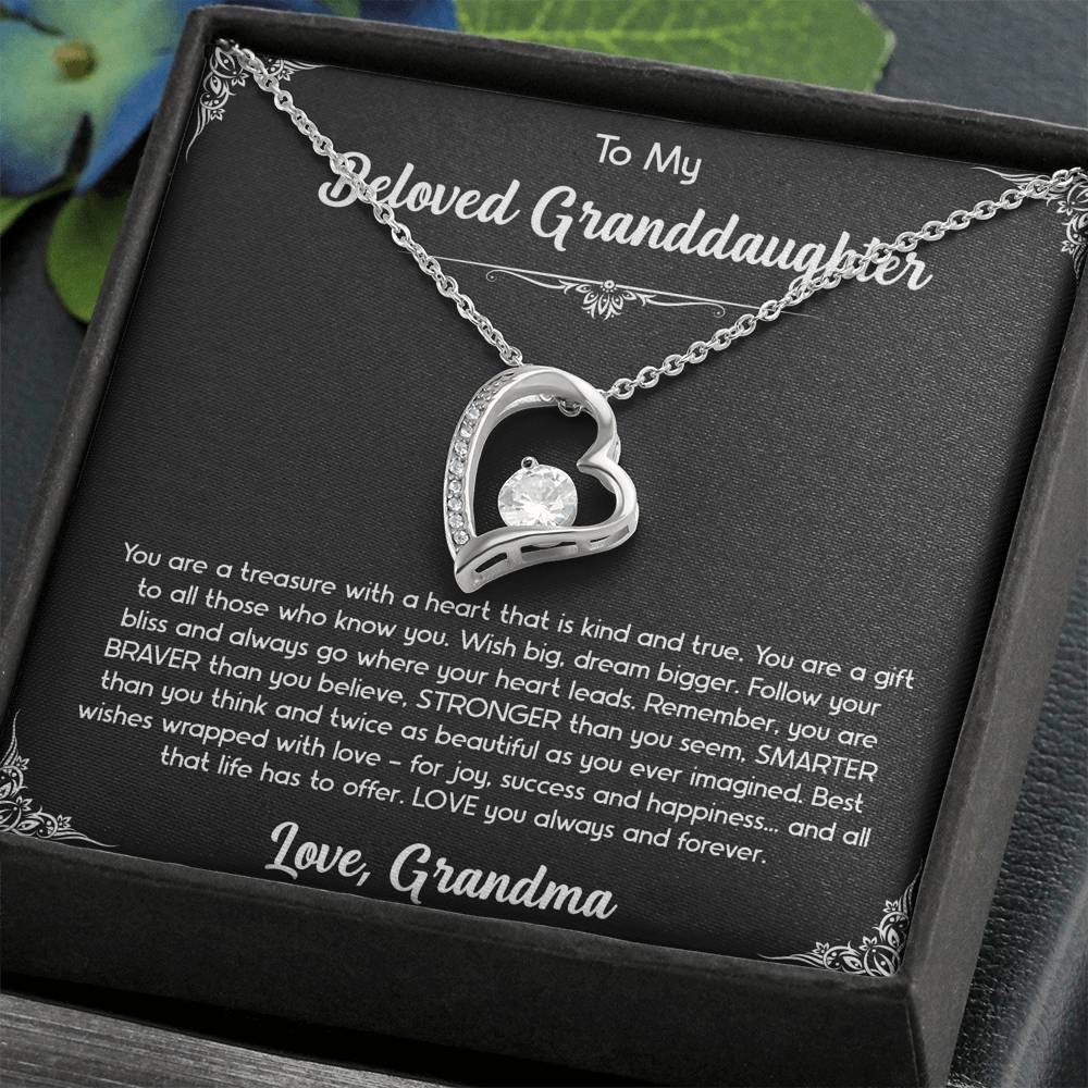 To My Granddaughter Gifts, You Are A Gift, Forever Love Heart Necklace For Women, Birthday Present Idea From Grandma