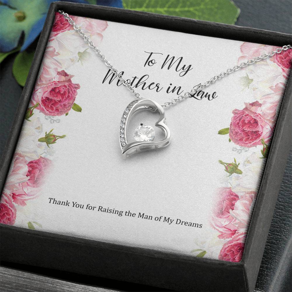 To My Mother-in-Law Gifts, Raising The Man Of My Dreams, Forever Love Heart Necklace, Birthday Mothers Day Present From Daughter-in-law