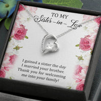 Load image into Gallery viewer, To My Sister-in-law Gifts, I Gained A Sister, Forever Love Heart Necklace For Women, Birthday Present Idea From Sister
