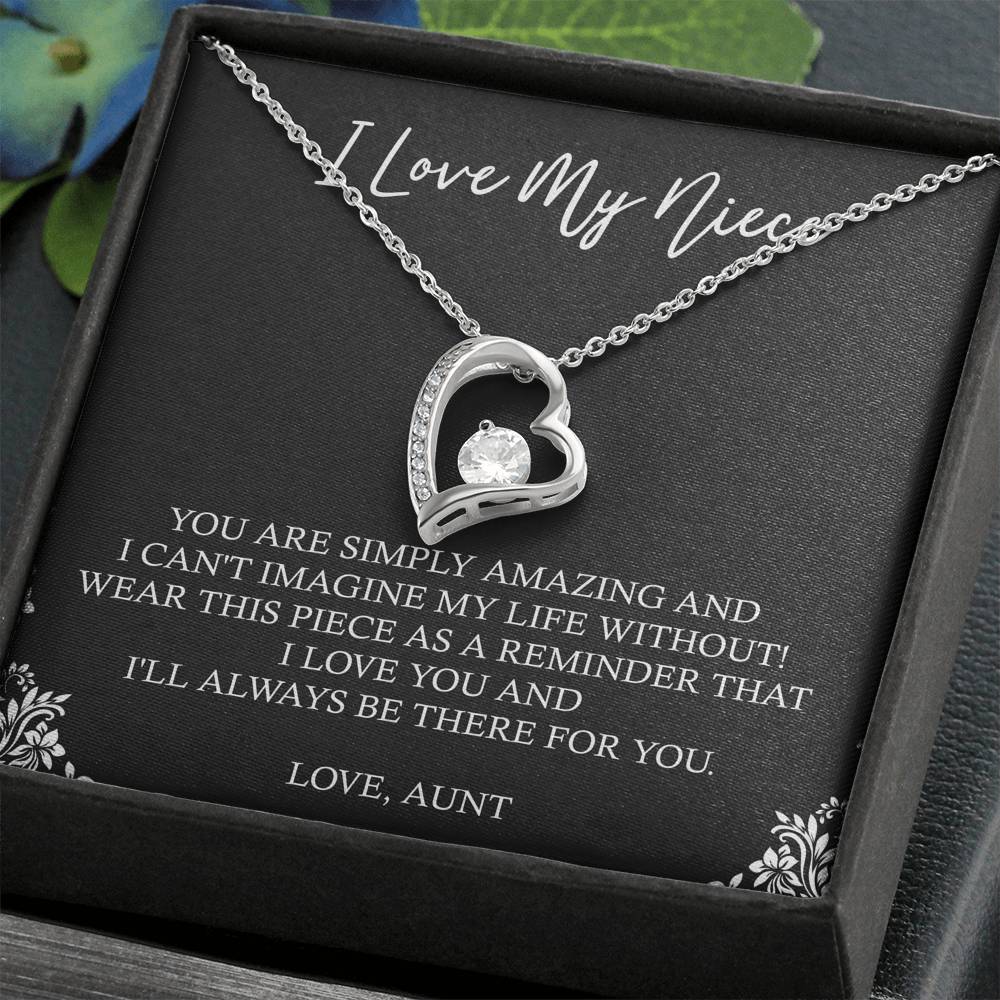 To My Niece  Gifts, You Are Simply Amazing, Forever Love Heart Necklace For Women, Birthday Present Idea From Aunt