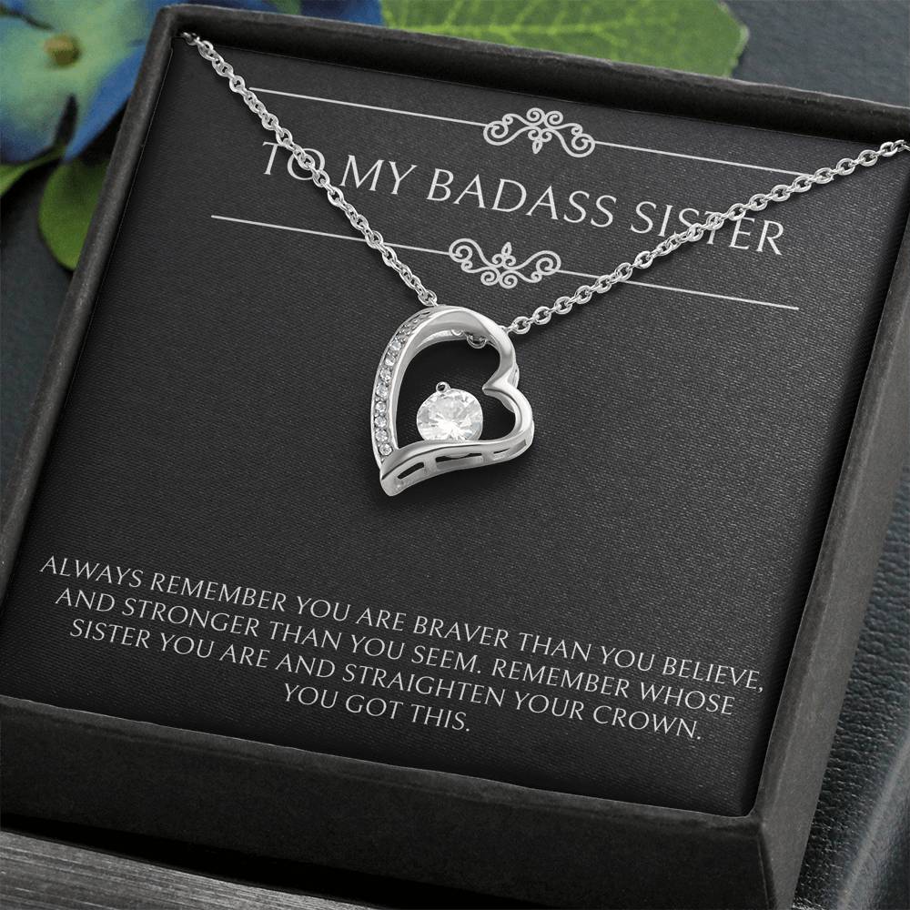 To My Badass Sister Gifts, You Got This, Forever Love Heart Necklace For Women, Birthday Present Ideas From Sister Brother