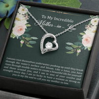 Load image into Gallery viewer, To My Mother-in-Law Gifts, Like A Lotus , Forever Love Heart Necklace For Women, Birthday Mothers Day Present From Daughter-in-law
