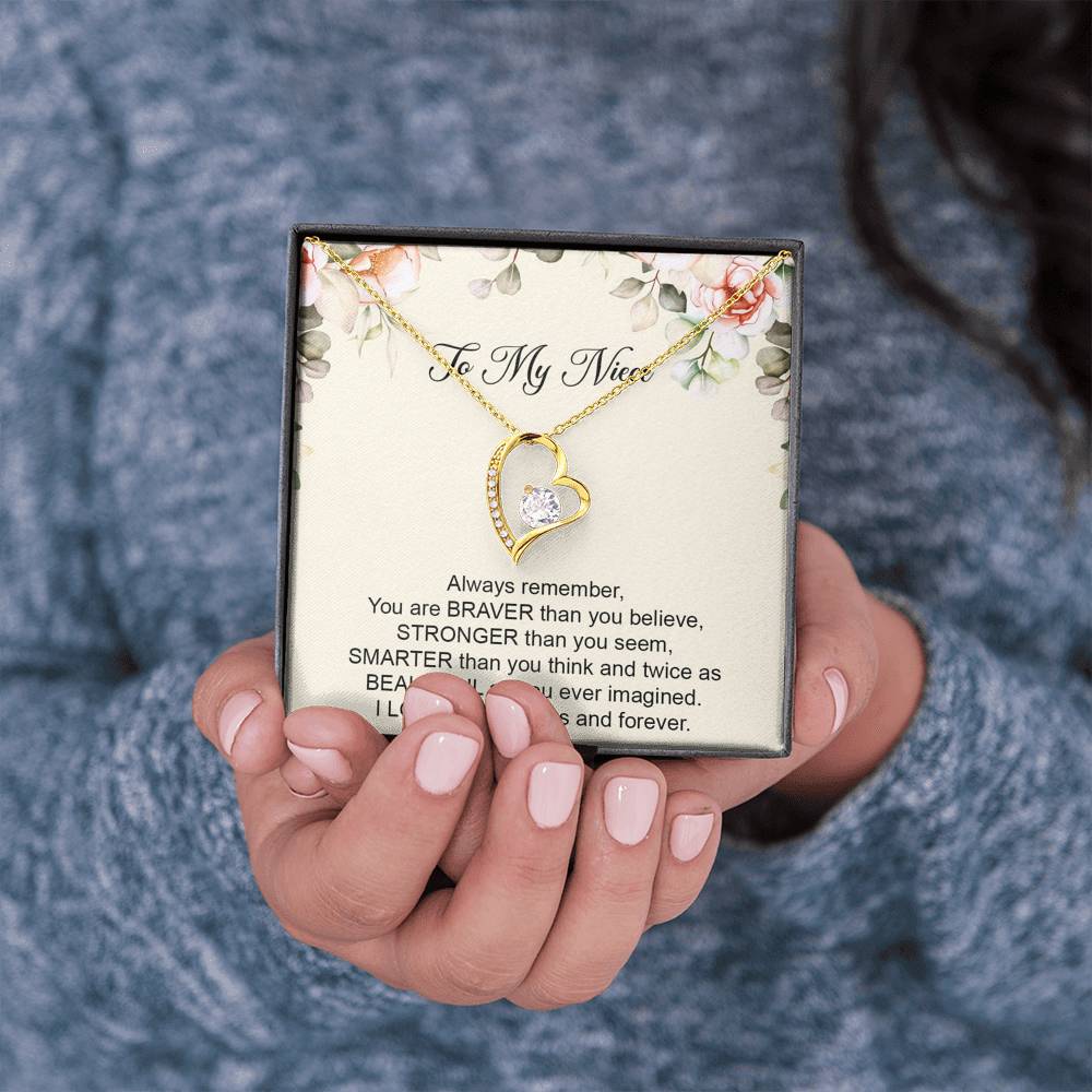 To My Niece  Gifts, Always Remember, Forever Love Heart Necklace For Women, Birthday Present Ideas From Aunt Uncle