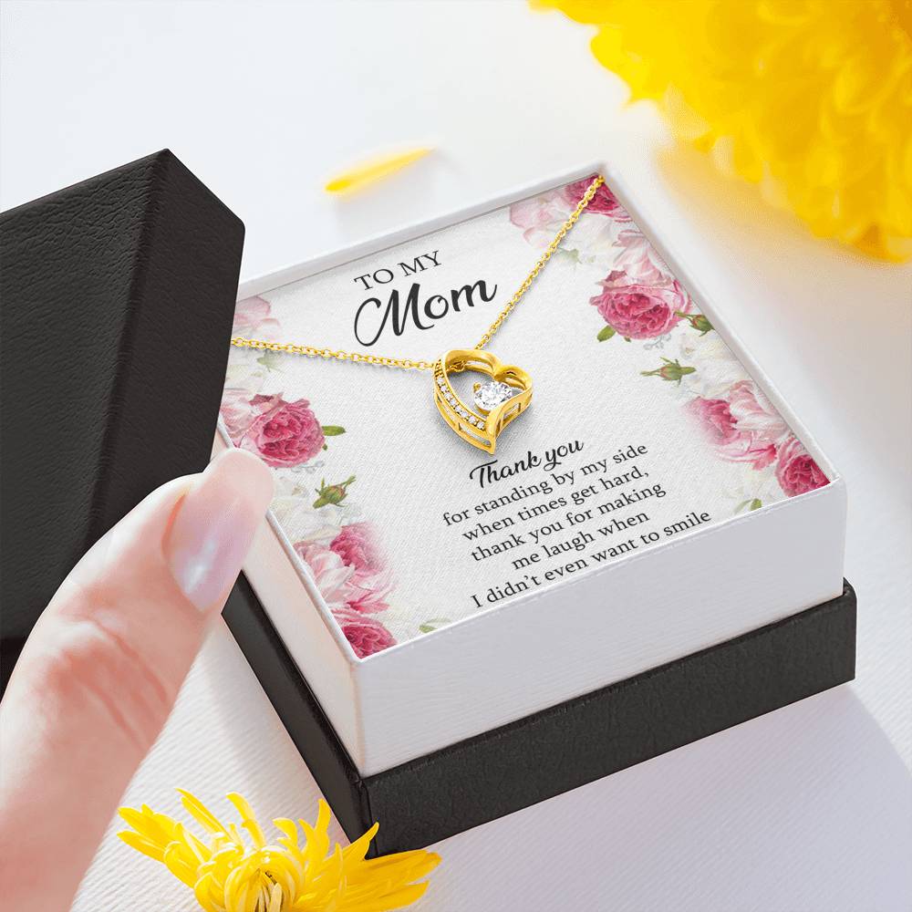 To My Mom Gifts, Thank You For Standing By My Side, Forever Love Heart Necklace For Women, Birthday Mothers Day Present From Son Daughter