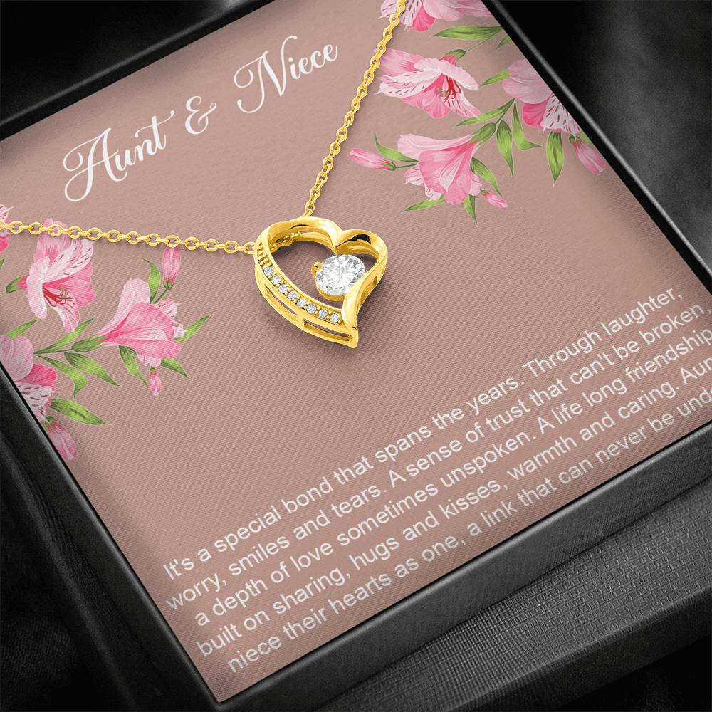 To My Aunt Gifts, Special Bond, Forever Love Heart Necklace For Women, Aunt Birthday Present From Niece
