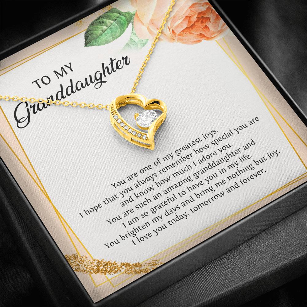 To My Granddaughter Gifts, You Are One Of My Greatest Joys, Forever Love Heart Necklace For Women, Birthday Present Idea From Grandma Grandpa