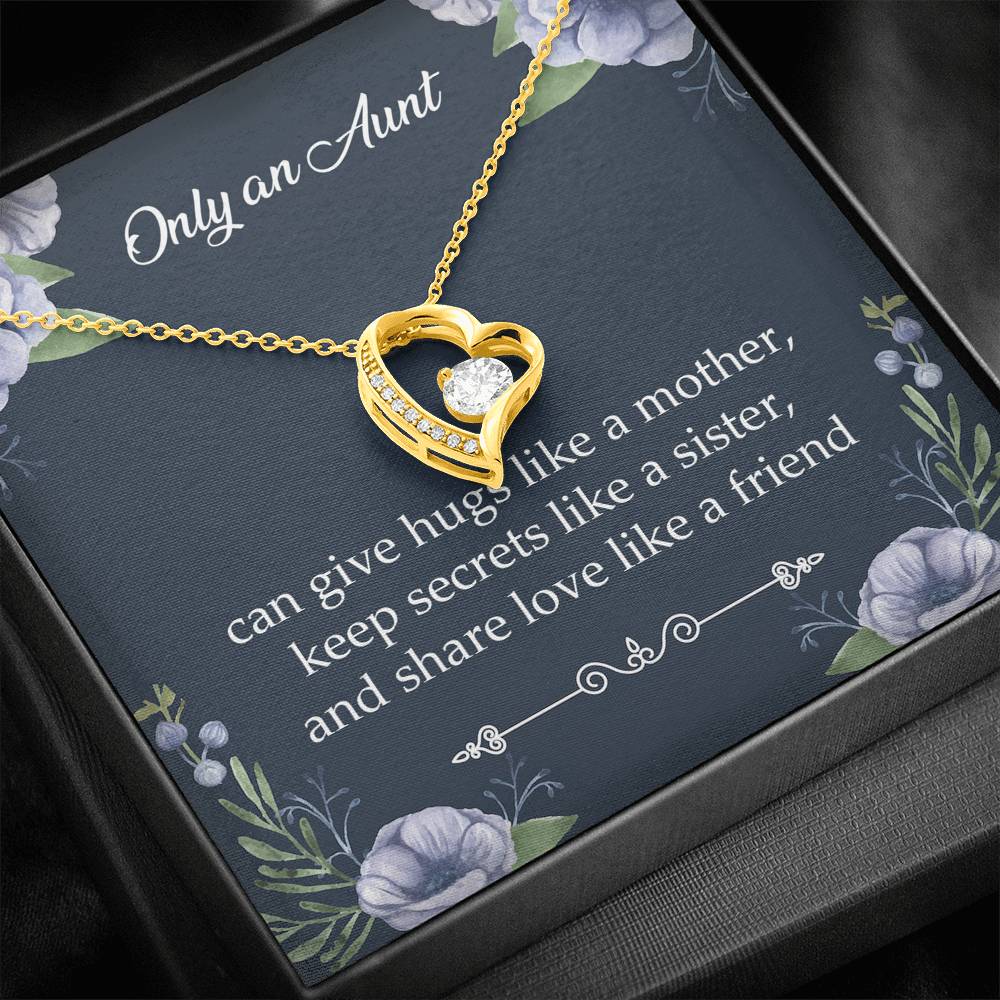 To My Aunt Gifts, Only An Aunt Can Give Hugs Like A Mother, Forever Love Heart Necklace For Women, Aunt Birthday Present From Niece Nephew