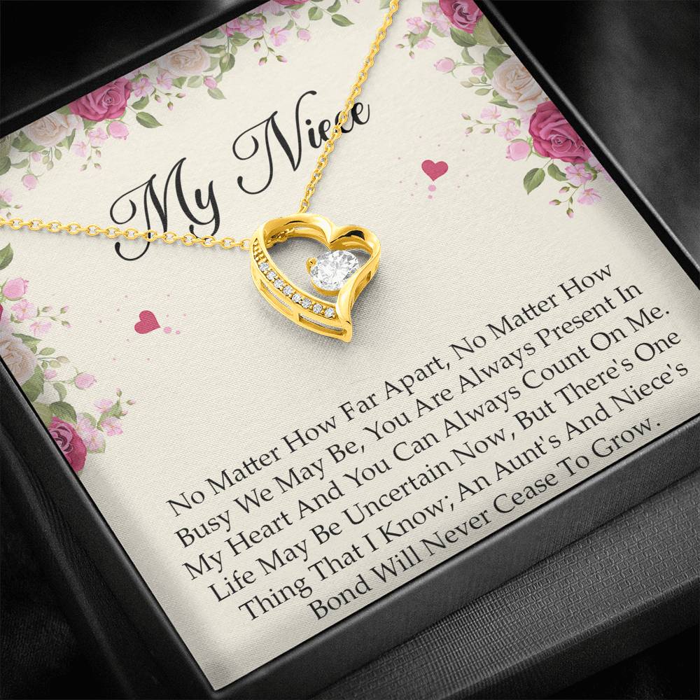 To My Niece  Gifts, No Matter How Far Apart, Forever Love Heart Necklace For Women, Birthday Present Idea From Aunt Uncle
